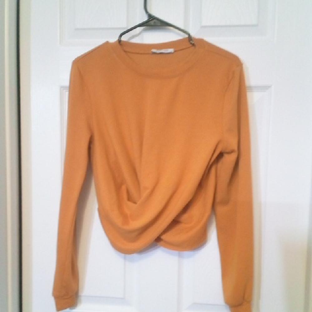 Zara Mustard Long Sleeve Twist Top